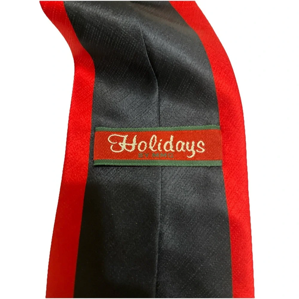 Snowman 100% Silk Tie Holiday Wear Festive Christmas Tree Snowflakes &‎ Presents